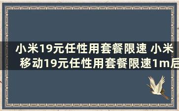 小米19元任性用套餐限速 小米移动19元任性用套餐限速1m后可以看视频吗